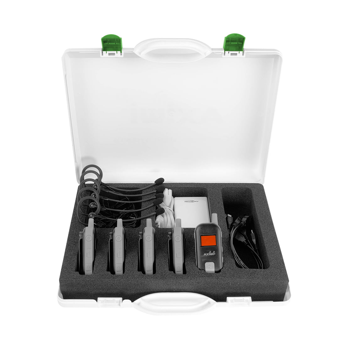 Axiwi AT-350 pack de 5 et accessoires – intercom numérique sans fil full duplex pour le bureau, l'usine, le sport