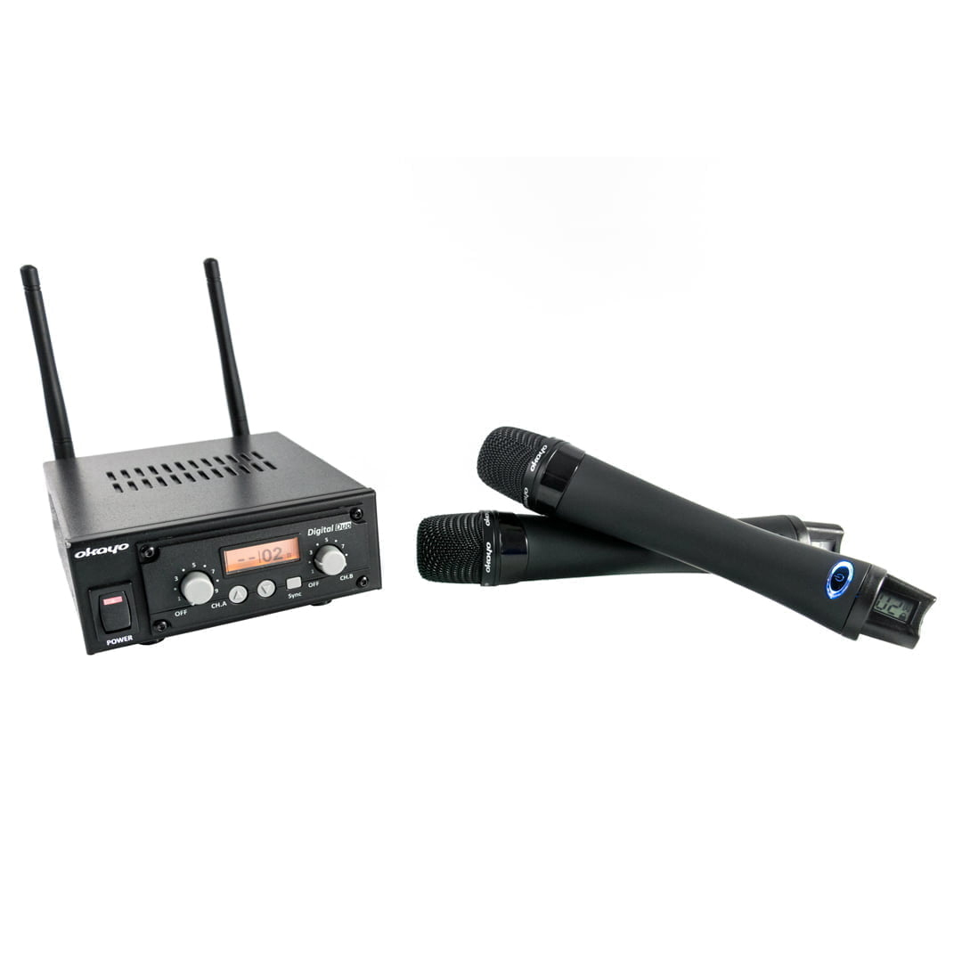 Okayo DL-8H Wireless Microphones (2-pack) + Okayo SRX-800 Multi-frequency Receiver