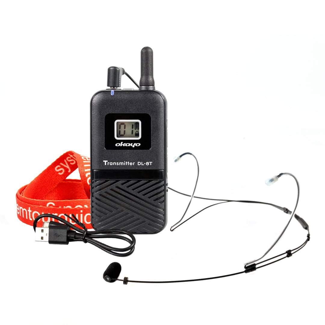 Kompletny bezprzewodowy system audio / mikrofonów dla instruktora fitnessu, aerobiku Okayo SRX-800 + DL-8T - obrazek 4