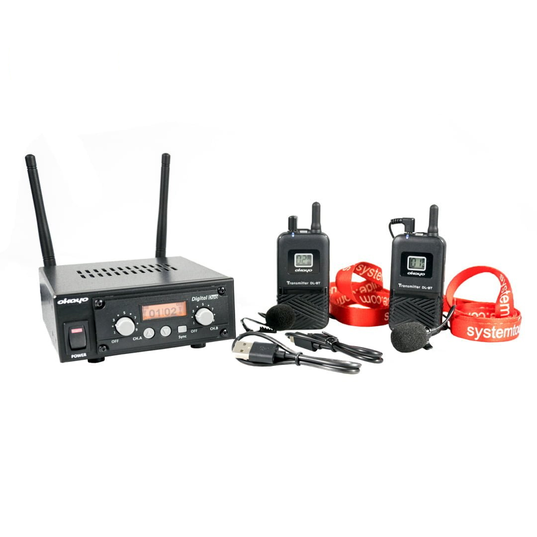 SRX-800 multi-frequency receiver and 2 DL-8T wireless bodypack transmitters set